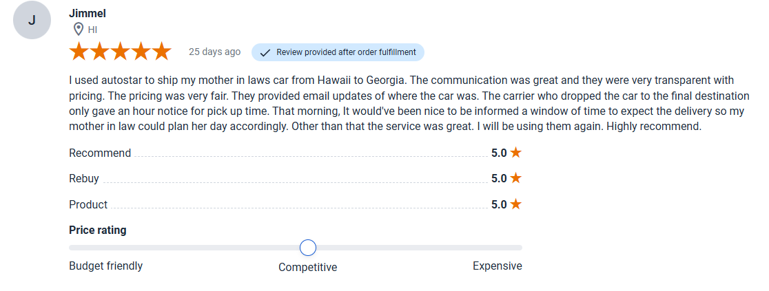 Review by Jimmel for AutoStar Transport Express