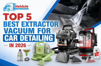 Promotional banner for top extractor vacuums for car detailing featuring Bissell and Dirt Devil spot cleaners.
