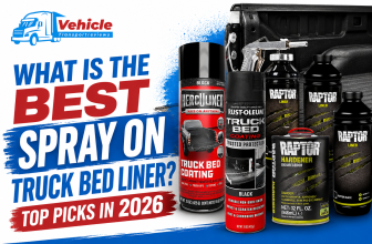 Promotional banner for 2026 spray-on truck bed liners featuring Herculiner, Rust-Oleum, and Raptor products.