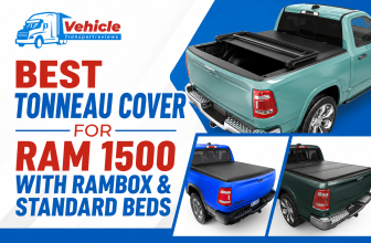 Promotional graphic showcasing tonneau covers for Ram 1500 trucks.